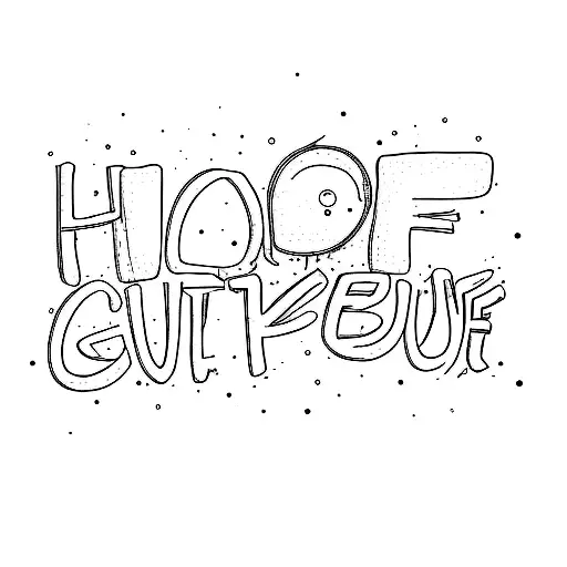 the word hope in bubble font, fading into the words gut feeling in a thinner font tattoo design idea