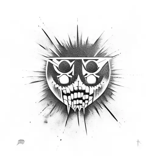 A blackwork tattoo of a Hollywood Undead album cover tattoo design idea