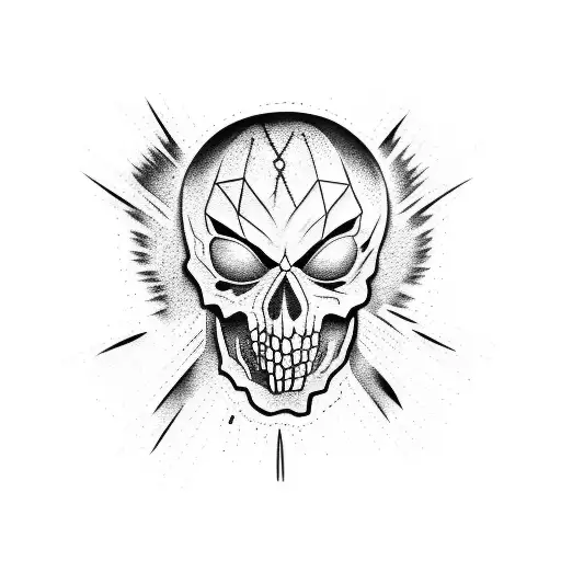 A blackwork tattoo of a Hollywood undead album cover tattoo design idea
