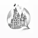 castle on a hill tattoo design idea