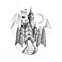 castle on a hill tattoo design idea