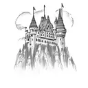 castle on a hill tattoo design idea