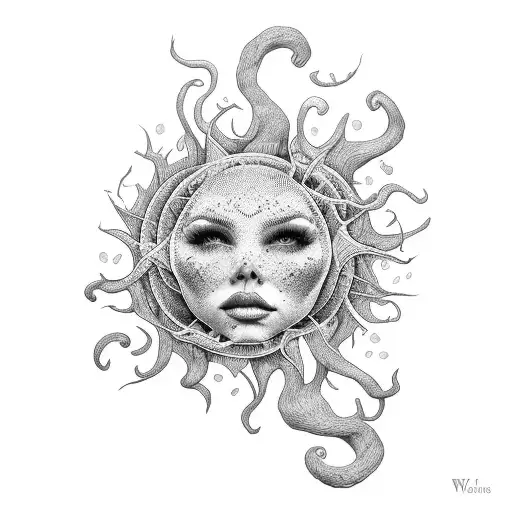ivy root swalows sun tattoo design idea