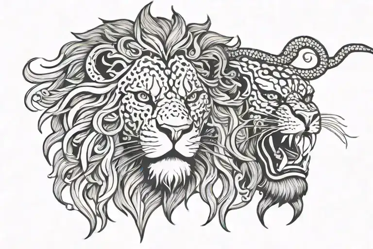 Southern Chinese Lion head tattoo design idea