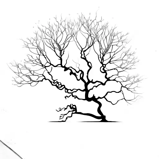 A minimalist tattoo of an oak tree with the Panthera Onca resting on one of its branches tattoo design idea