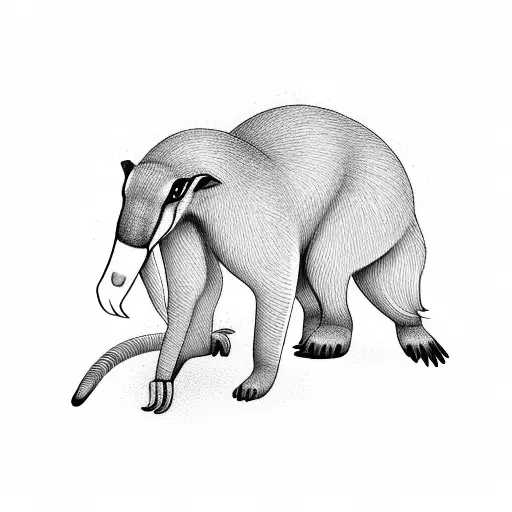 An anteater and a jaguar standing side by side, representing the client's favorite animals tattoo design idea