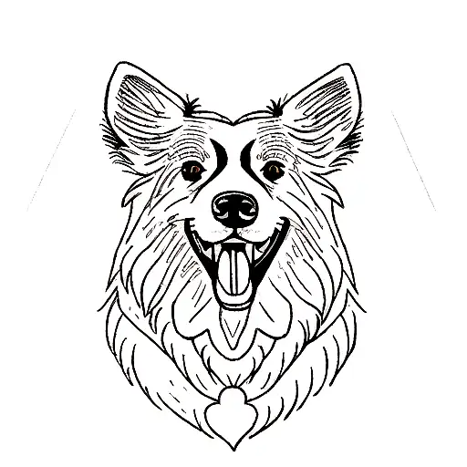cão tipo border collie tattoo design idea