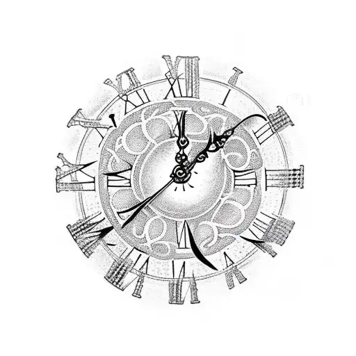 Tenticles wrapping a clock with Roman numerals  tattoo design idea