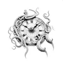 Tenticles wrapping a clock with Roman numerals  tattoo design idea
