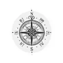 A blackwork compass with arrows pointing towards the initials of your family members tattoo design idea