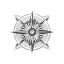 A blackwork compass with arrows pointing towards the initials of your family members tattoo design idea