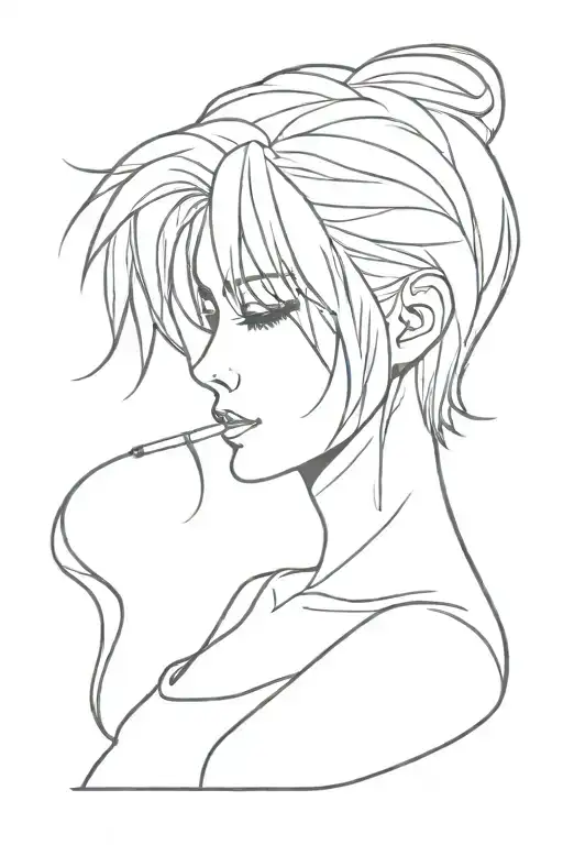 Emo Hair smoking tattoo design idea