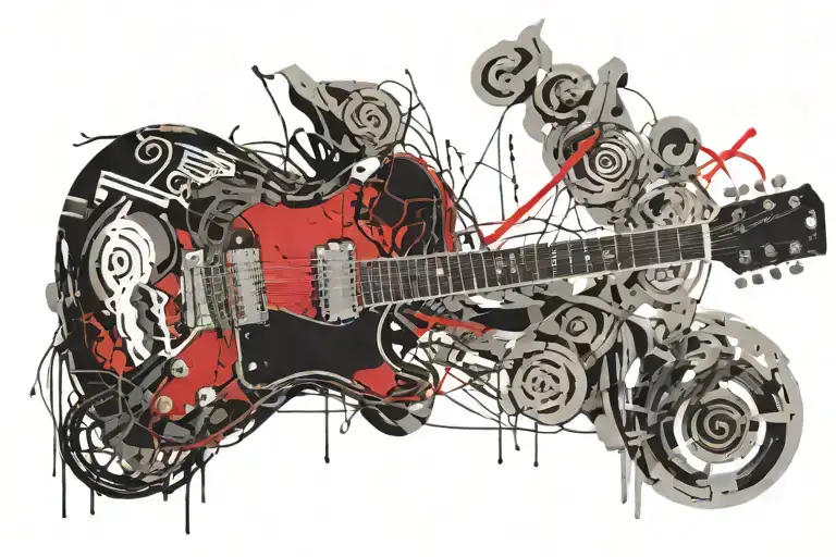 Guitar strings attached to skin tattoo design idea