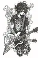Emo musician playing tattoo design idea