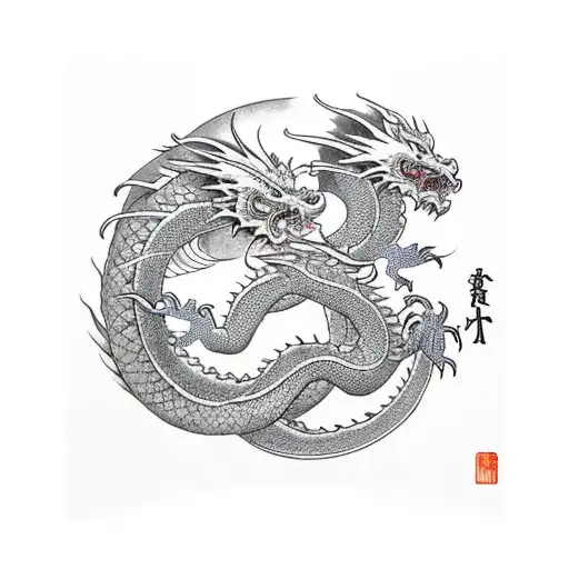 Dragon as ouroboros around the arm tattoo design idea