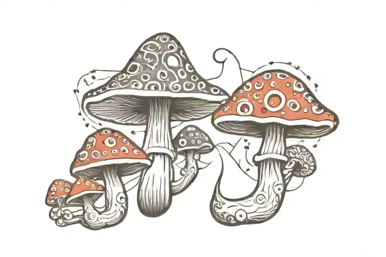 D.M.T magic mushrooms geometry  tattoo design idea
