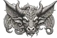 bull horns bahamut head tattoo design idea