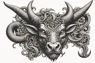 bull horns bahamut head tattoo design idea