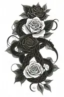 snake and roses tattoo design idea