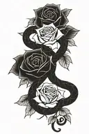 snake and roses tattoo design idea