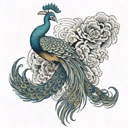 japanese ahegao with peacock tattoo on backside  tattoo design idea