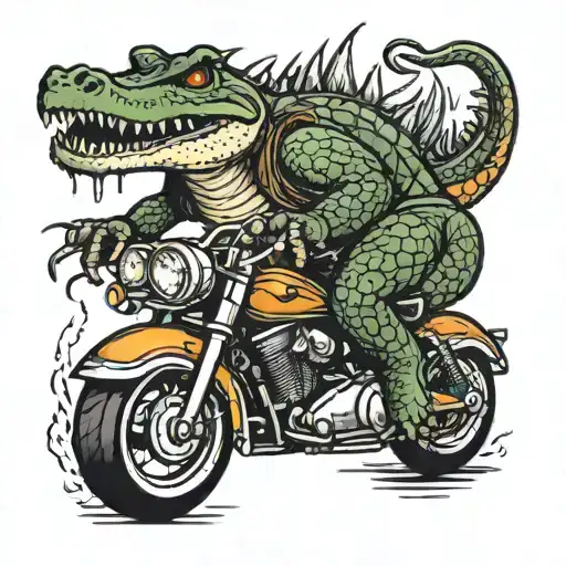 crocodile riding a harley davidson motorcycle tattoo design idea