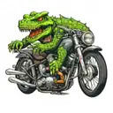 aligator riding harley davidson motorcycle skull like tattoo design idea