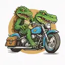 aligator riding harley davidson motorcycle skull like tattoo design idea