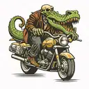 aligator riding harley davidson motorcycle skull like tattoo design idea