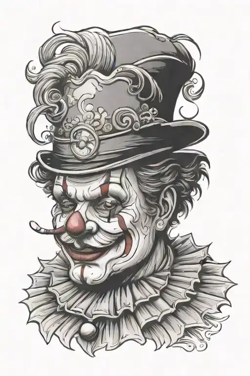 montagne russe clown face tattoo design idea