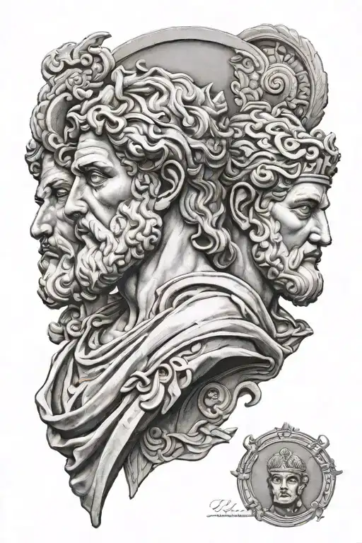 ancient greek sculpture of gods tattoo design idea