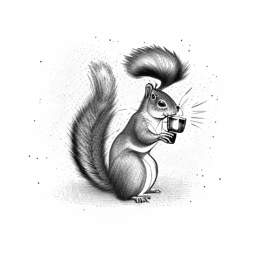 squirrel holding a beer mug in its paws tattoo design idea