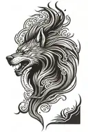 pheonix fire wolf tattoo design idea