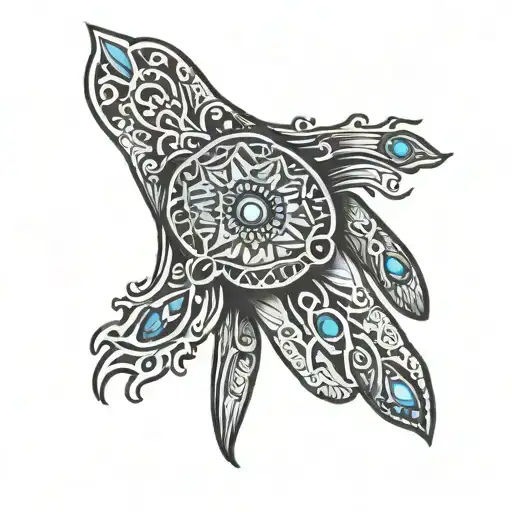 Hand of Fatima hand tattoo design idea