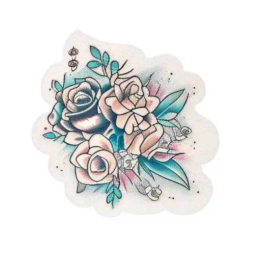 flor e ramo tattoo design idea