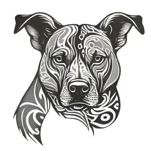 A stylized dog silhouette filled with motivational phrases tattoo design idea