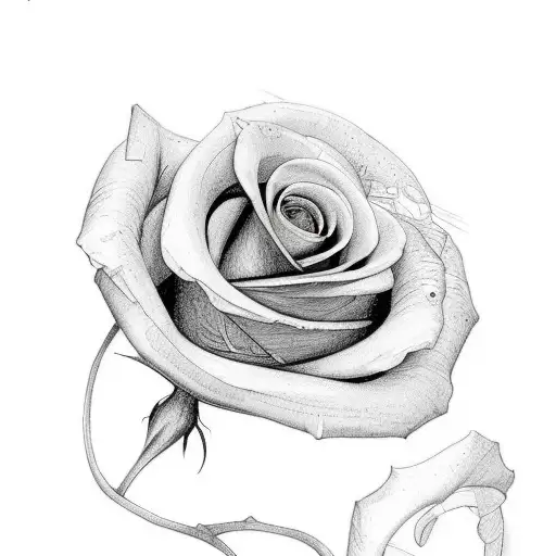 a small pretty rose with the long stem   tattoo design idea