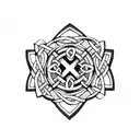 A celtic cross intertwined with a ribbon representing the Special Olympics logo tattoo design idea