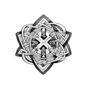 A celtic cross intertwined with a ribbon representing the Special Olympics logo tattoo design idea