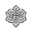 A celtic cross intertwined with a ribbon representing the Special Olympics logo tattoo design idea