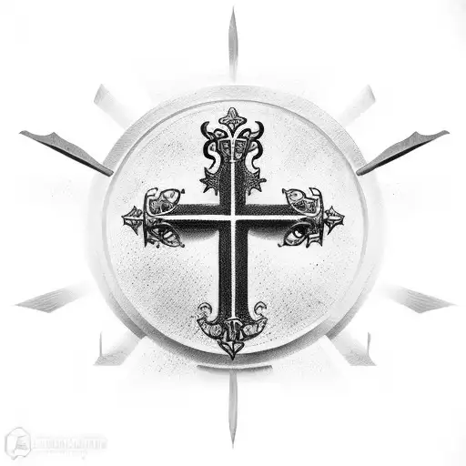 Christian Cross ,  knife , crown tattoo design idea