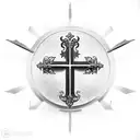 Christian Cross ,  knife , crown tattoo design idea