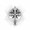 Christian Cross ,  knife , crown tattoo design idea