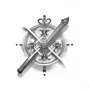 Christian Cross ,  knife , crown tattoo design idea