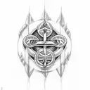 trident with barbados tattoo design idea