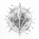 trident with barbados tattoo design idea