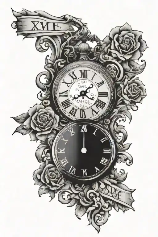 roman numerals date june 18 2015 april 21 2018 march 17 2021 clock 3:32pm tattoo design idea