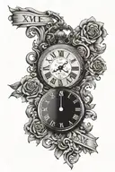 roman numerals date june 18 2015 april 21 2018 march 17 2021 clock 3:32pm tattoo design idea