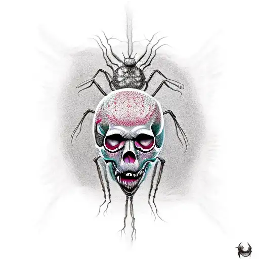 skull body/ spider legs and mouth/ rotting flesh /  tattoo design idea