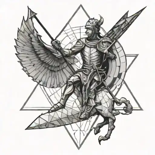 St. George the Victorious Saturn moon triangles tattoo design idea